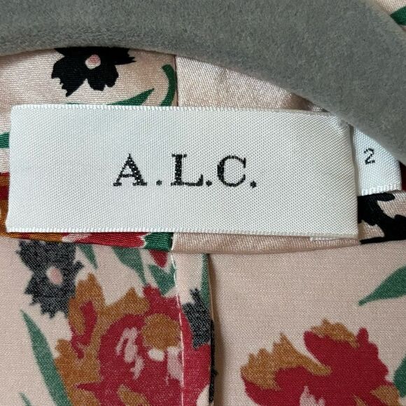 A.L.C. Ruthie Silk Mini Cream Pink Dress Floral Stretch Size 2 - Picture 13 of 15